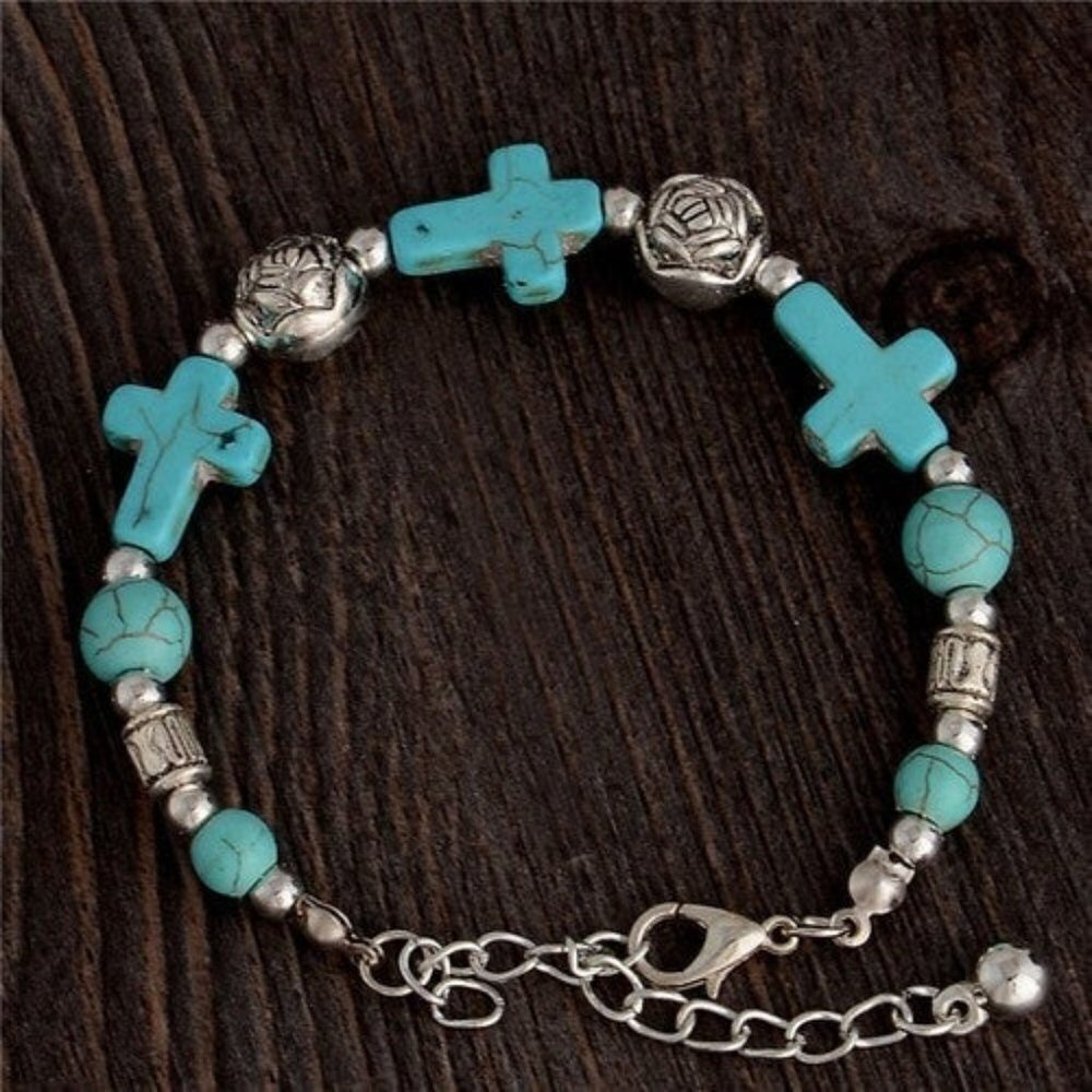 NWOT Synthetic Turquoise Cross Bracelet